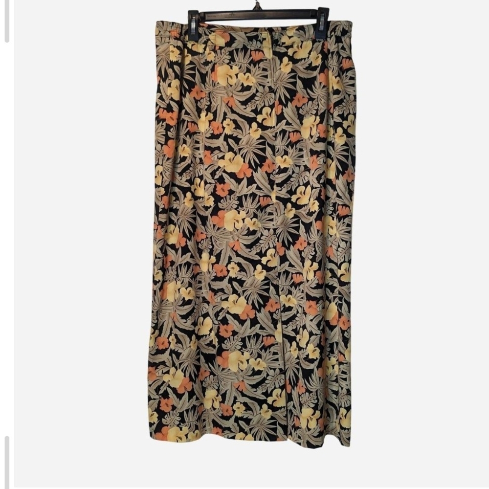 Pre-owned Sag Harbor Black Floral Maxi Skirt Size L
